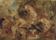 The Lion Hunt, ca 1854. Artist: Delacroix, Eugène (1798-1863)