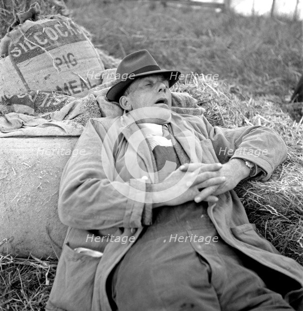 Man asleep, Royal Agricultural Show, Newcastle upon Tyne , c1946-c1959. Artist: John Gay