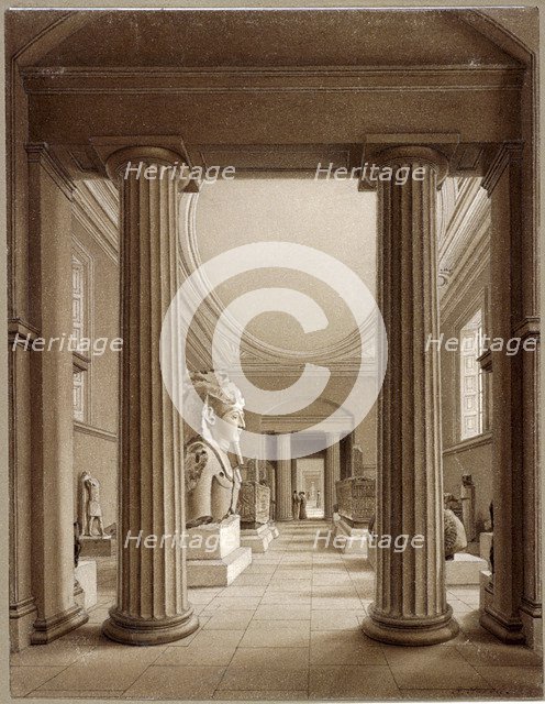 Egyptian Gallery in the British Museum, London, c1840. Artist: Robert Havell 