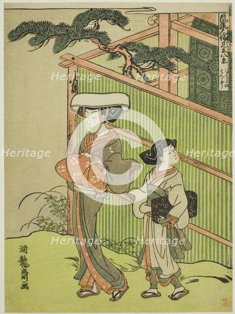 The Evening Bell of the Nun (Bikuni no bansho), from the series "Eight Views of..., c. 1770/72. Creator: Isoda Koryusai.