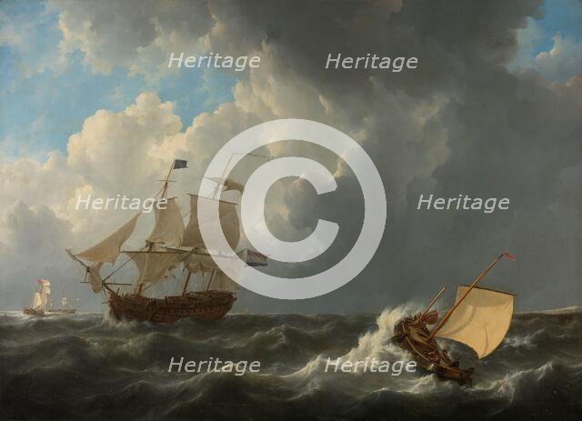 Ships in a Turbulent Sea, 1826. Creator: Johannes Christiaan Schotel.