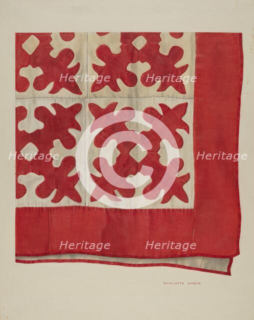 Oak Leaf Pattern Quilt, 1935/1942. Creator: Charlotte Angus.