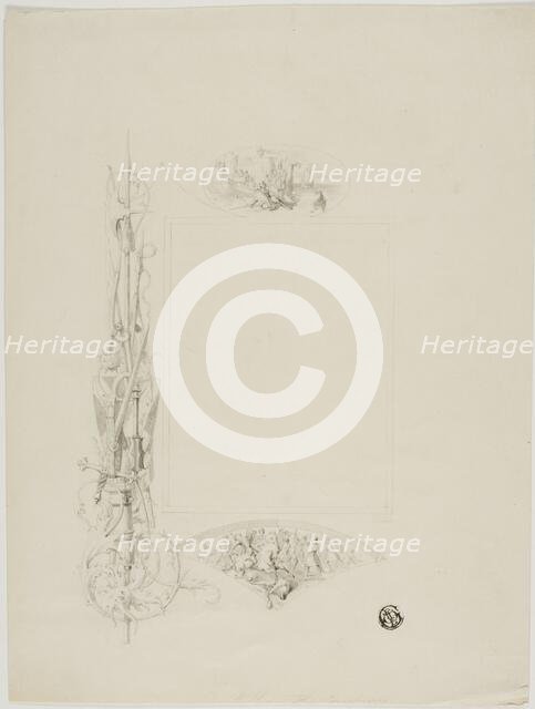 Vignette for Menu Card Decorated with Arms and Heroic Scenes, n.d. Creator: Unknown.