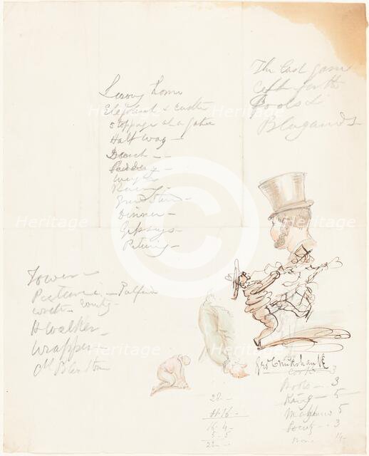 Sketches of Head, Arm, and Kneeling Figure. Creator: George Cruikshank.