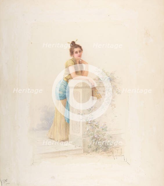 Lady with a Fan, n.d.. Creator: Louis-Robert Cuvillon.