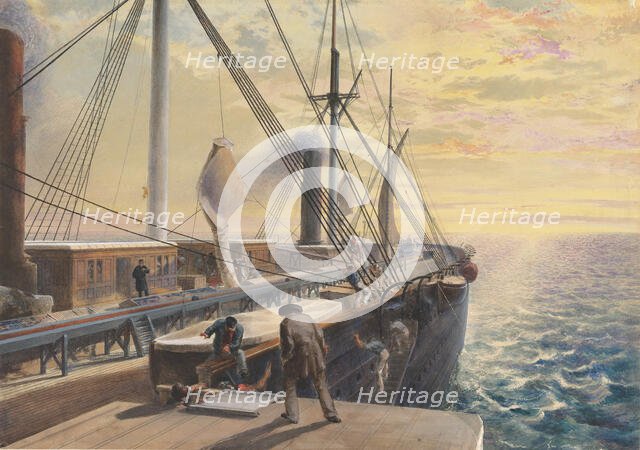 View, Looking Aft, from the Port Paddle Box of the Great Eastern, Showing the Trough..., 1865-66. Creator: Robert Charles Dudley.