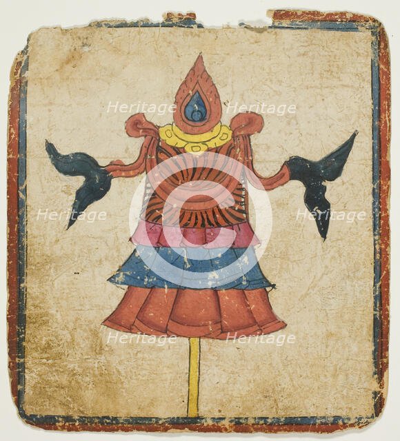 The Victory Banner (Dhwaja), from a Set of Initiation Cards (Tsakali), 14th/15th century. Creator: Unknown.