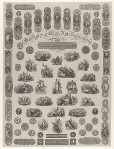 Specimen Sheet of Bank Note Engraving, ca. 1828. Creator: Asher Brown Durand.