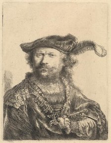 Self-Portrait in a Velvet Cap with Plume, 1638. Creator: Rembrandt Harmensz van Rijn.