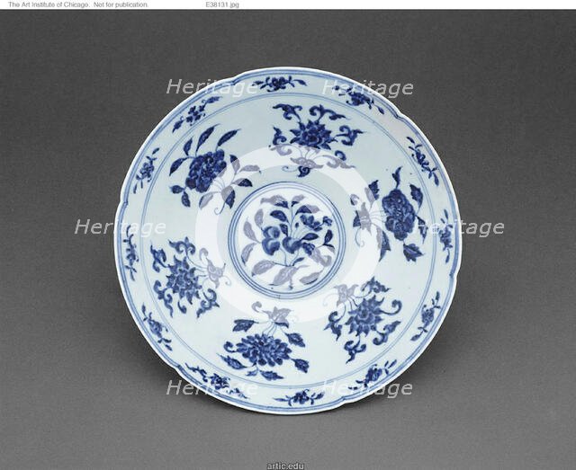 Blue and White 'Floral' Bowl, Ming dynasty (1368-1644), Xuande reign (1426-1435). Creator: Unknown.
