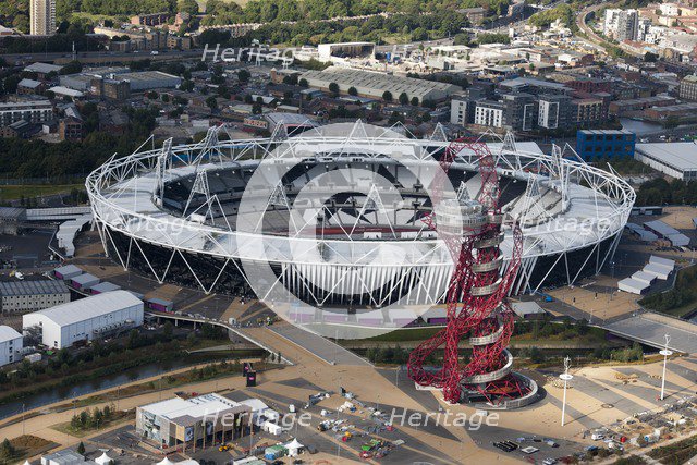 Olympic Stadium and Orbit Tower, Queen Elizabeth Olympic Park, London, 2012. Artist: Damian Grady.