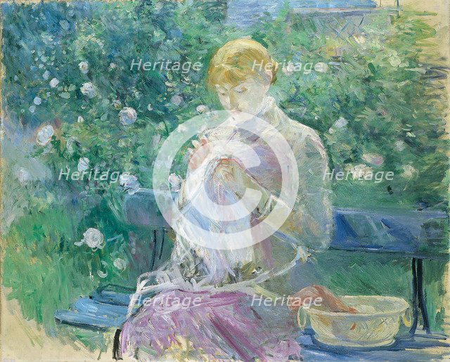 Pasie cousant dans le jardin de Bougival, 1881.