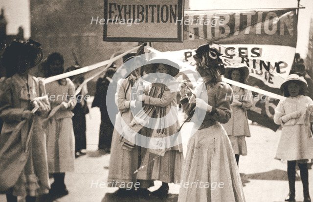 Young suffragettes promote the fortnight long women s exhibition 