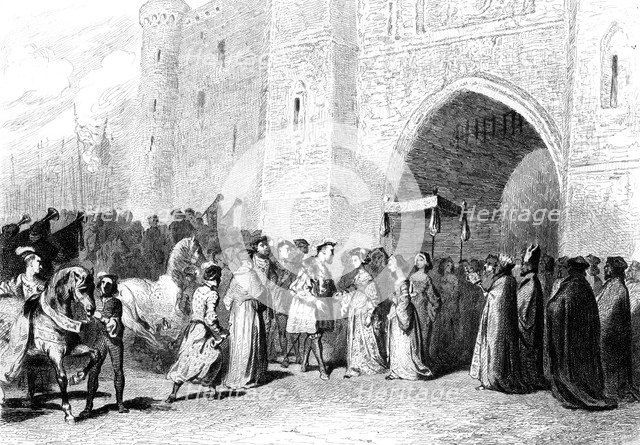 The meeting of Henry VIII and Anne Boleyn, 1520s, (1842). Artist: Tony Johannot