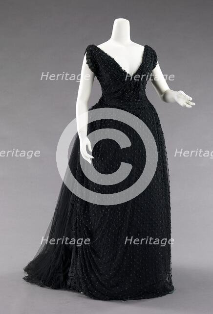 Evening dress, French, ca. 1885. Creator: Hoschede Rebours.