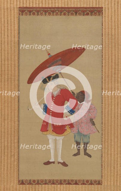 Dutchman with a Servant, early 19th century. Creator: Kawahara Keiga.