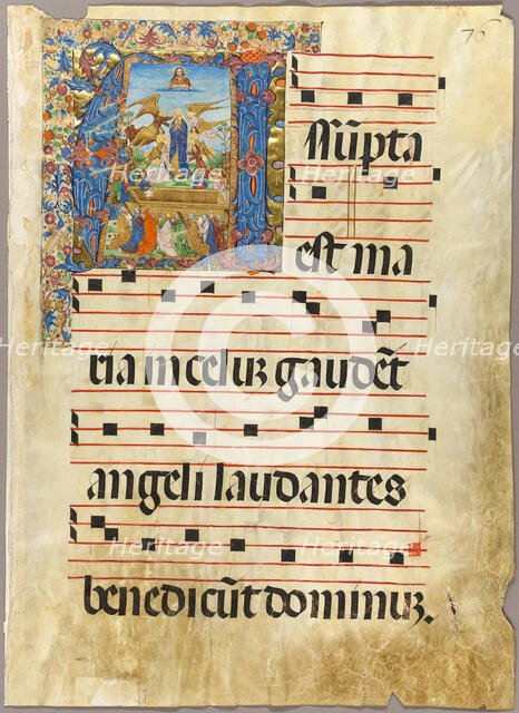 The Assumption of the Virgin in a Historiated Initial from a Gradual, c.1500. Creator: Unknown.
