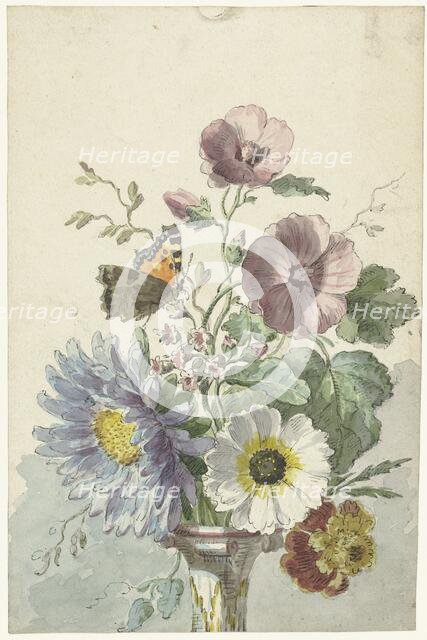 Bouquet of Flowers with a Painted Lady Butterfly, 1763-1825. Creator: Willem van Leen.