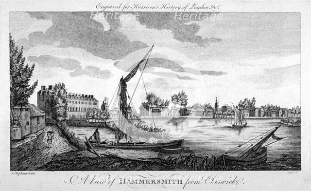 View of Hammersmith from Chiswick, London, c1770. Artist: John Royce
