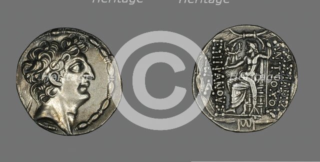 Tetradrachm (Coin) Portraying Emperor Antiochos VIII Grypos, 104-96 BCE, (121-96 BCE). Creator: Unknown.
