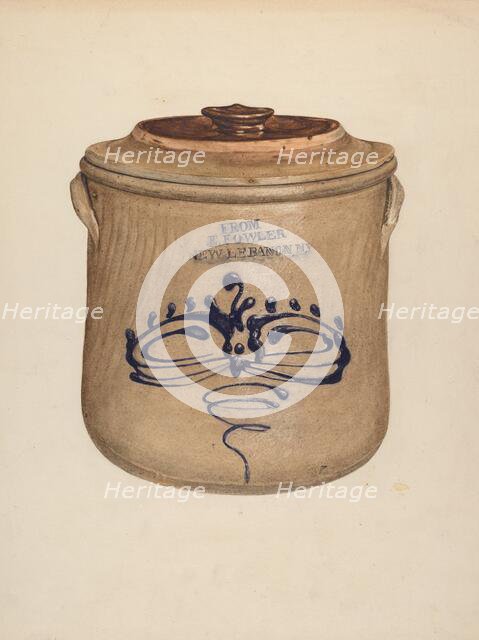 Crock with Cover, c. 1938. Creator: Yolande Delasser.