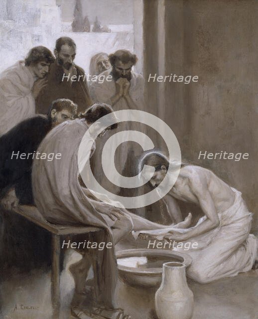 Jesus Washing the Feet of his Disciples, 1898. Creator: Albert Edelfelt.