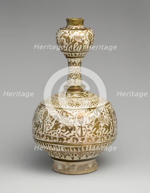 Bottle with Bulb-Shaped Neck, Iran, 12th century. Creator: Unknown.