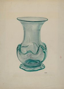 Green Glass Vase, c. 1940. Creator: Beverly Chichester.