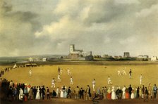 'A Cricket Match at Christchurch Priory, Hampshire, 1850', (1947).  Creator: Unknown.