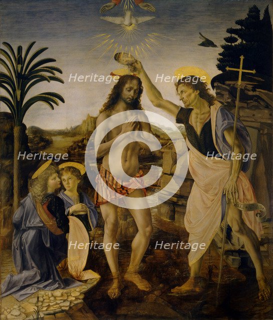 The Baptism of Christ, ca 1470-1475. Artist: Leonardo da Vinci (1452-1519)