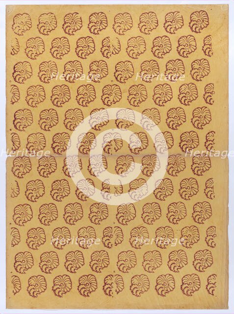 Yellow sheet with overall red abstract pattern, 19th century. Creator: Anon.