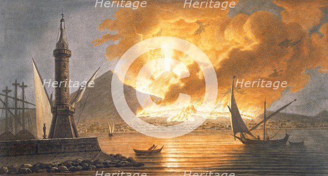 View of the great eruption of Vesuvius from the mole of Naples in the night of 20 October 1767, 1776 Creator: Pietro Fabris (fl. 1768 - 78).