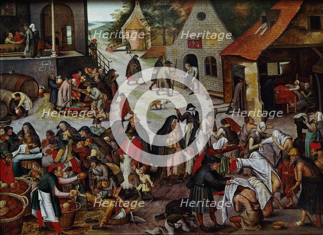The Seven Works of Mercy. Artist: Brueghel, Pieter, the Younger (1564-1638)