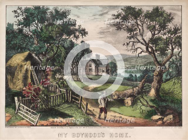 My Boyhood's Home, 1872. Creator: James Merritt Ives (American, 1824-1895), and ; Nathaniel Currier (American, 1813-1888).