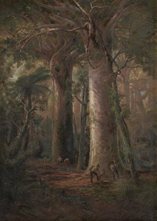 Scene of Kauri Bush, gumdiggers at work, 1892. Creator: Charles Blomfield.