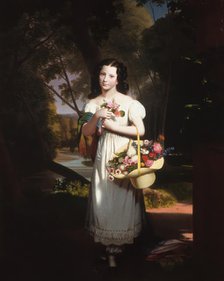 Little Girl with Flowers (Amelia Palmer), ca. 1830. Creator: Charles Cromwell Ingham.