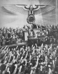 'Hitler Makes His Peace Speech in the Reichstag', 1939, (1940). Artist: Unknown.