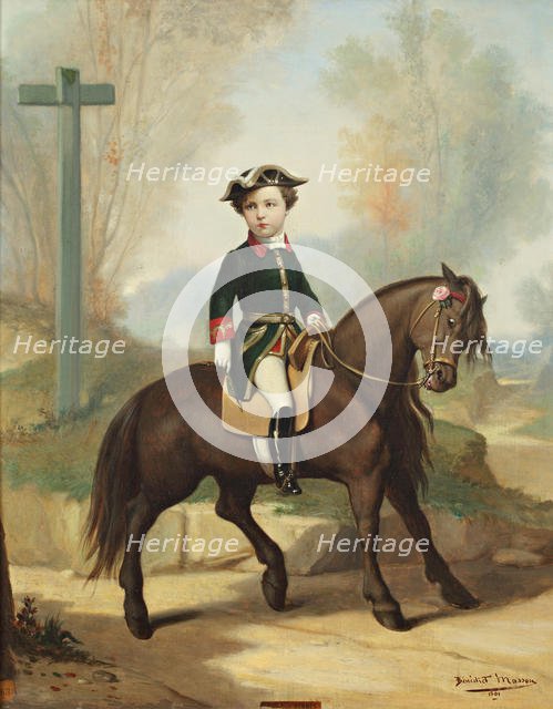 Equestrian portrait of Louis-Napoléon Bonaparte (1856-1879), Prince Imperial , 1861. Creator: Masson, Bénédict (1819-1893).