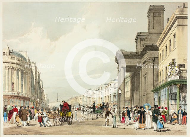Regent Street Looking Towards the Quadrant, plate eighteen from Original Views of London..., 1842. Creator: Thomas Shotter Boys.