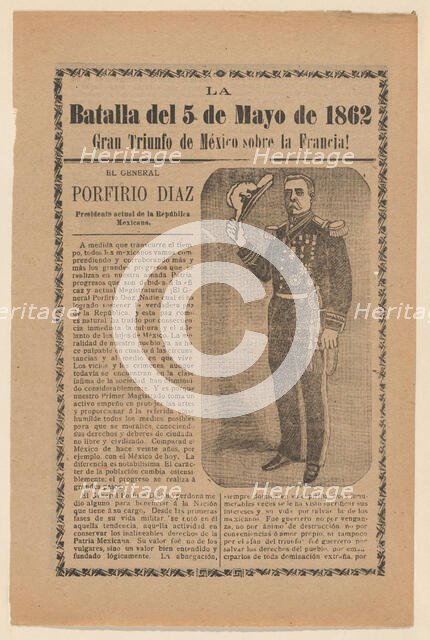 Broadside relating to a news story about the Mexican victory over the French army..., ca. 1900-1913. Creator: José Guadalupe Posada.