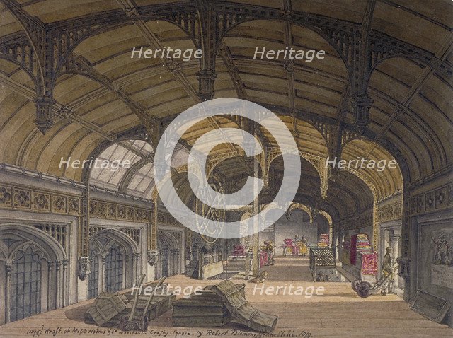 Interior view of Crosby Hall at no 36 Bishopsgate, City of London, 1819. Artist: Robert Blemmell Schnebbelie