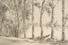 Trembles au bord de la Seine, ca. 1884. Creator: Felix Bracquemond.