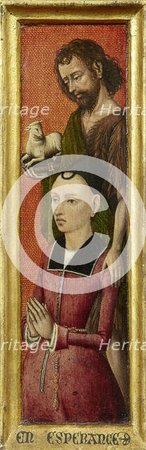 Portrait of Johanna de Keysere with John the Baptist, 1485-1490. Creators: Bruges (?) Master, Hugo van der Goes.