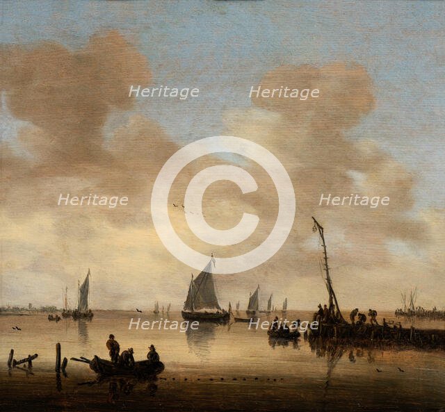 Calm Sea with Fishermen and Ships, 1650-1700. Creator: Jeronymus van Diest.