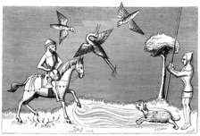 Heron hawking, 14th century (1849). Artist: Unknown
