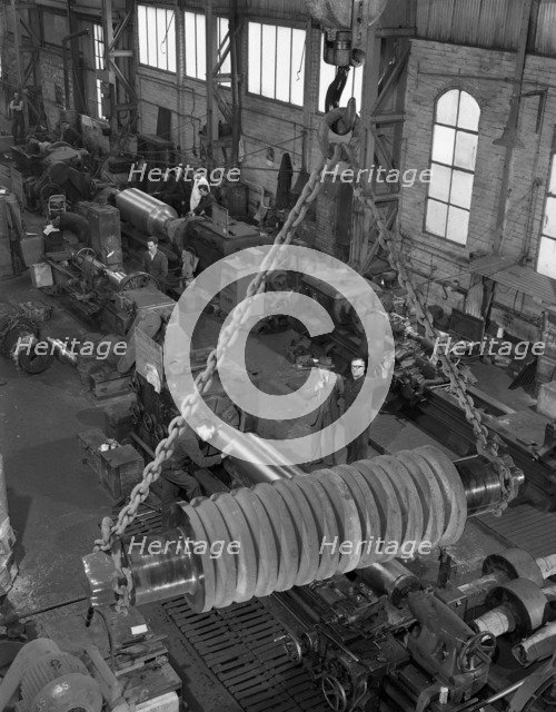 A busy foundry shop floor with lathes, Wombwell, near Barnsley, South Yorkshire, 1963. Artist: Michael Walters