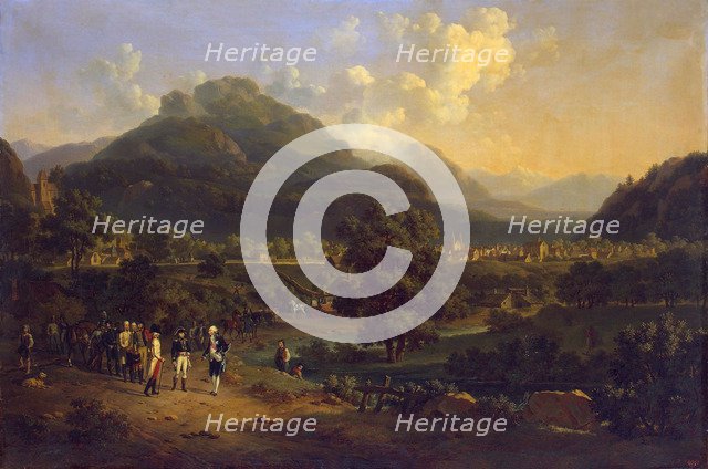 Meeting of Napoleon with the Ambassadors of the Austrian Emperor near Leoben (Steiermark) on 7 April Artist: Lecomte, Hippolyte (1781-1857)