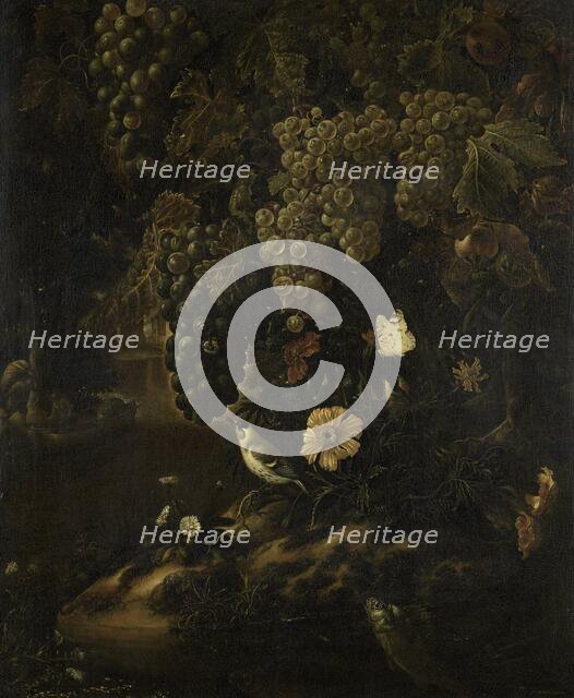 Grapes, Flowers and Animals, 1665-1719. Creator: Isac Vromans.