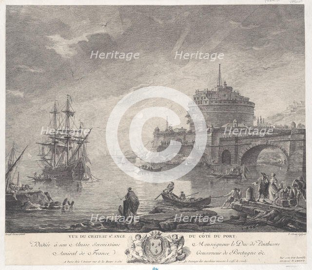 View of Saint Angel's Castle from Port Side, ca. 1760-1800. Creator: Pierre Chenu.