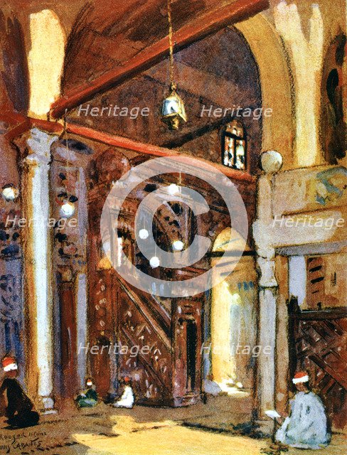 Interior of the al-Mu'ayyad Mosque, Cairo, Egypt, 1928. Artist: Louis Cabanes